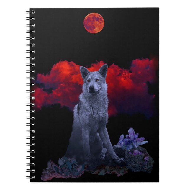 Cuaderno Oh Wolf Moon | Bloc de notas en espiral de Gótico (Frente)