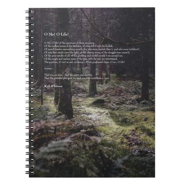 Cuaderno ¡Oh, yo! ¡Oh, vida! Walt Whitman Poem Ruta 3 (Frente)