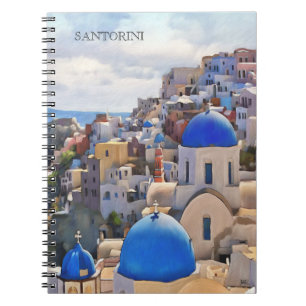 Cuaderno Oia, Santorini. Grecia. Pintura del petróleo. Port