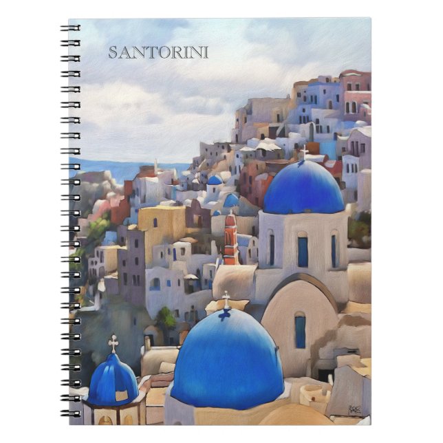 Cuaderno Oia, Santorini. Grecia. Pintura del petróleo. Port (Frente)