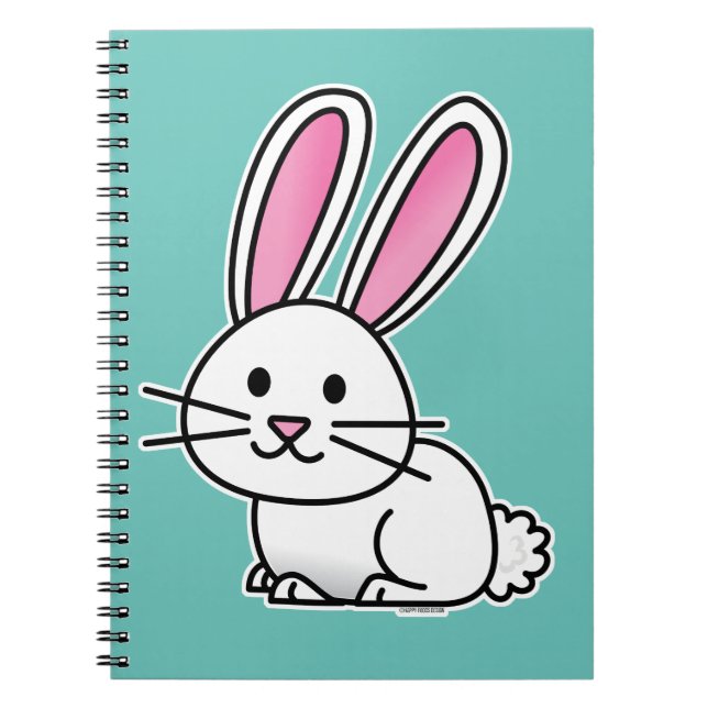 Cuaderno Oídos largos de la cola mullida blanca afortunada (Frente)