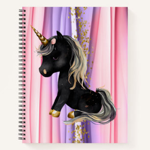 Cuaderno Oídos rosas de Unicornio Negra
