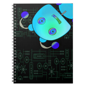 Cuaderno Ojeada adorable un robot del azul del abucheo
