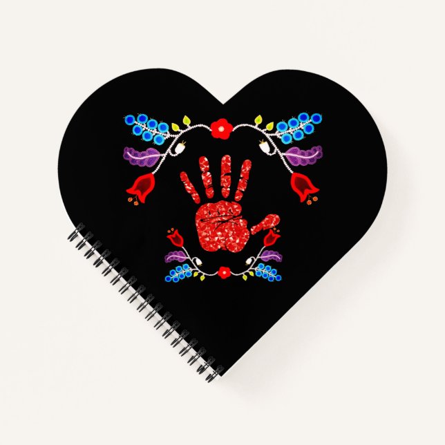 Cuaderno Ojibwe Floral Motif MMIW Black (Anverso)