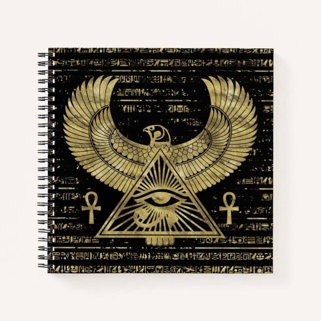 Cuaderno Ojo egipcio de Horus - Oro de Wadjet y negro (Anverso)