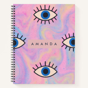 Cuaderno Ojo Malo Azul Personalizado Pop Art sobre Remolino