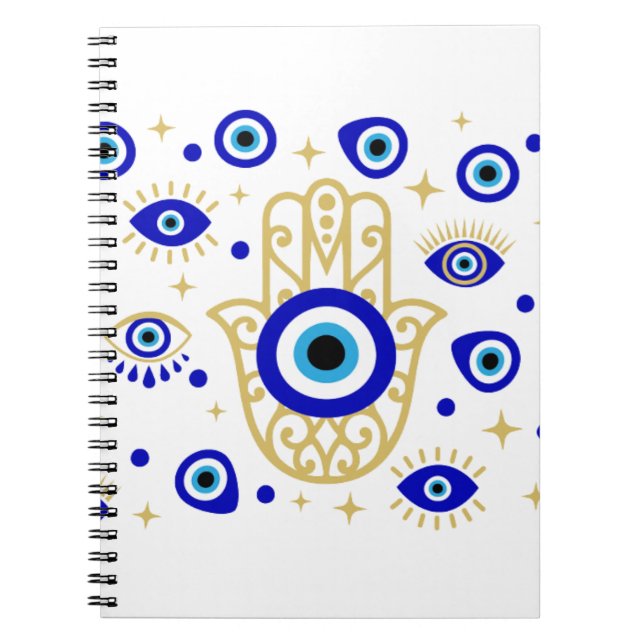 Cuaderno Ojo malvado en un bloc de notas azul (Frente)