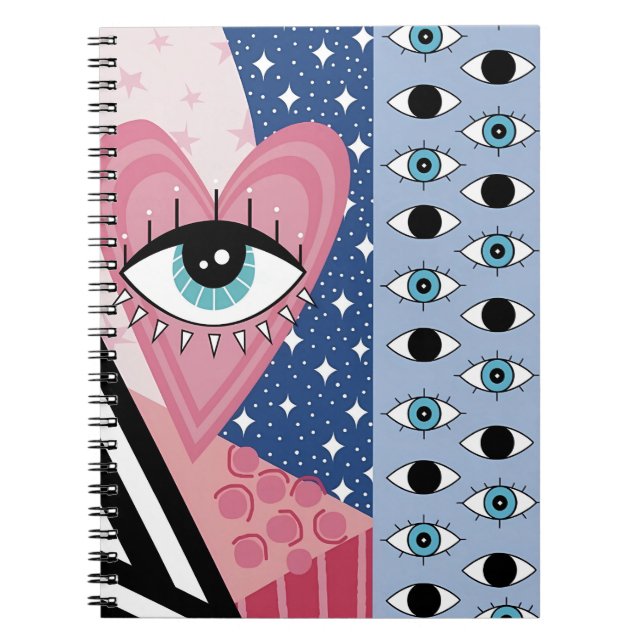 Cuaderno Ojo Malvado Místico Corazón Pop Art Retro Celestia (Frente)