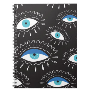 Cuaderno Ojo tribal azteca hindú dibujado a mano con pluma