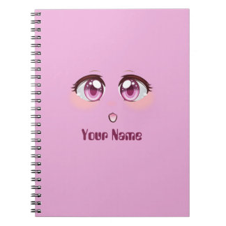 Cuaderno Ojos de anime rosas lindos y personalizados