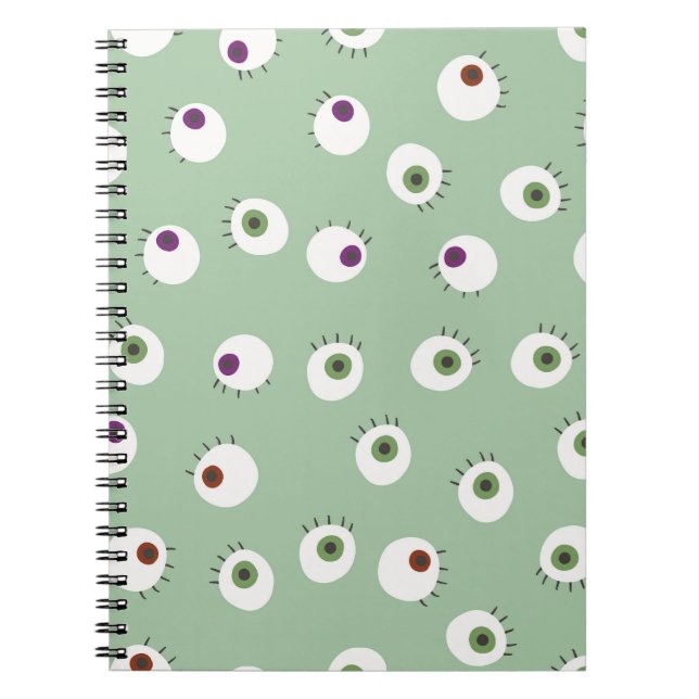 Cuaderno Ojos de Halloween, patrón impecable dibujado a man (Frente)