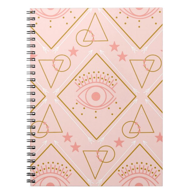 Cuaderno Ojos de oro rosados: diseño sin foco geométrico (Frente)