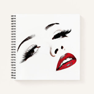 Cuaderno Ojos oscuros Labios rojos mujeres enfrentan arte d