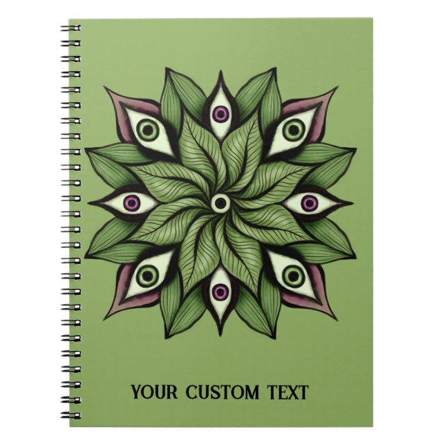 Cuaderno Ojos psicodélicos Mandala - Patrón floral trippy (Frente)