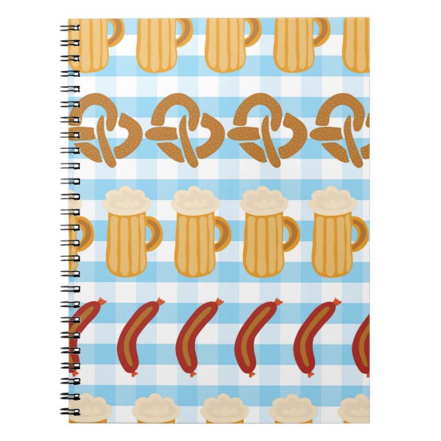 Cuaderno Oktoberfest: cerveza, pretzel, patrón de salchicha (Frente)
