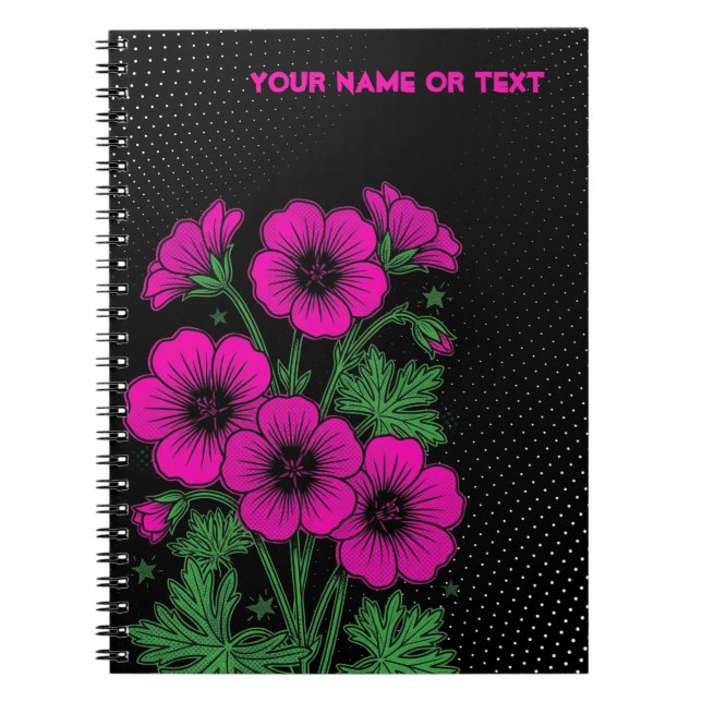Cuaderno Ola de Choque Botánico: El Cranesbill Magenta PopA (Frente)