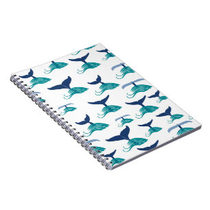 Cuaderno Ola de cola de ballena azul mar animal océano mari