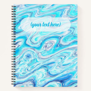 Cuaderno Ola de mármol azul océano Textura Líquido abstract