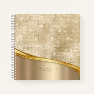 Cuaderno Ola de Metal y Brillo Dorado ID807