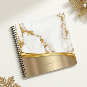 Cuaderno Ola de Metal y Mármol Dorado ID811