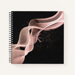 Cuaderno Ola ligera y monograma de Stardust Rosa Gold ID781
