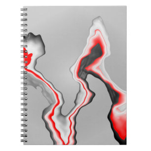 Cuaderno Ola roja y blanca abstracta, patrón zigzag,