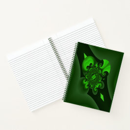 Cuaderno Ola Verde Oscura Y Espiral Lime