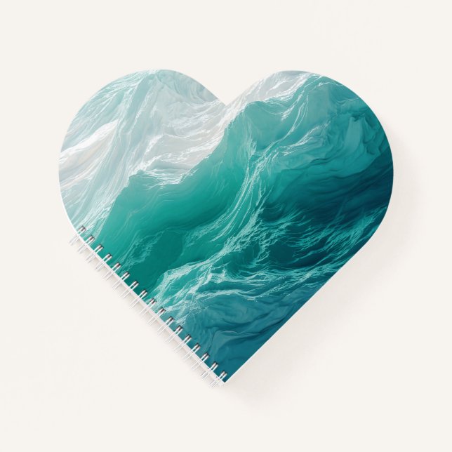 Cuaderno Olas abstractas de océano azul verdoso soñadoras  (Anverso)