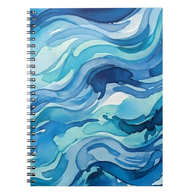 Cuaderno Olas abstractas de océano en acuarela (Frente)