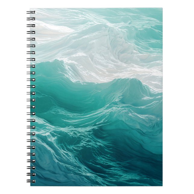 Cuaderno Olas abstractas de océano turquesa soñadoras  (Frente)