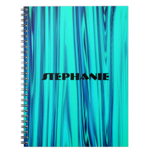 Cuaderno Olas abstractas del patrón de tonos verde azul Ver