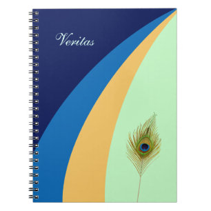 Cuaderno Olas abstractas y pluma de pavo real