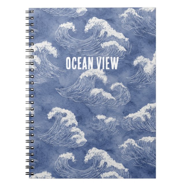 Cuaderno Olas con vista al océano azul (Frente)