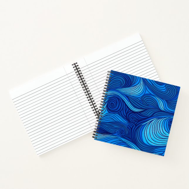 Cuaderno Olas de agua de océano azul turquesa abstracto | (Interior)