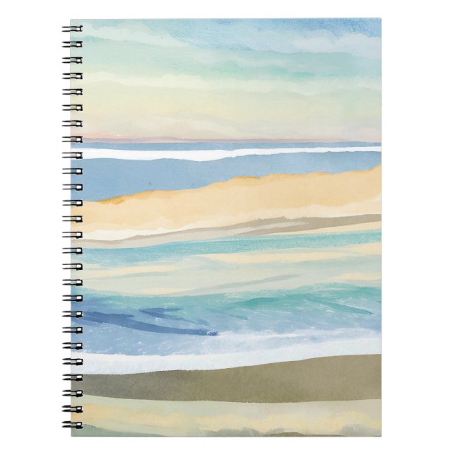 Cuaderno Olas de Azul | Acuarela de Playa de Costa Oceánica (Frente)
