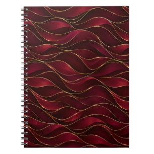 Cuaderno Olas de mármol rojo burgundy elegante con acento d