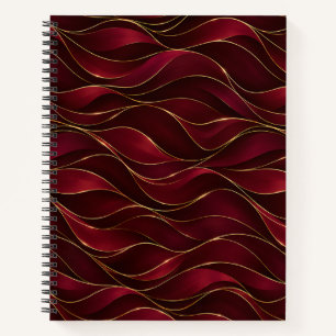 Cuaderno Olas de mármol rojo burgundy elegante con acento d
