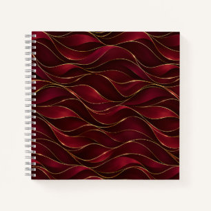 Cuaderno Olas de mármol rojo burgundy elegante con acento d