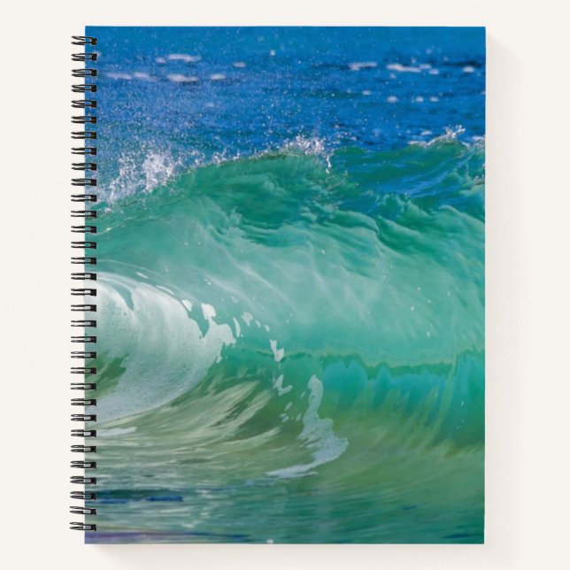 Cuaderno Olas de playa de verano del océano azul (Anverso)