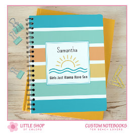 Cuaderno Olas de Sol Rayas Tropicales Monogramadas