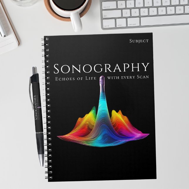 Cuaderno Olas de ultrasonido con colores sonográficos (Sonography-Colorful Ultrasound Waves Notebook)