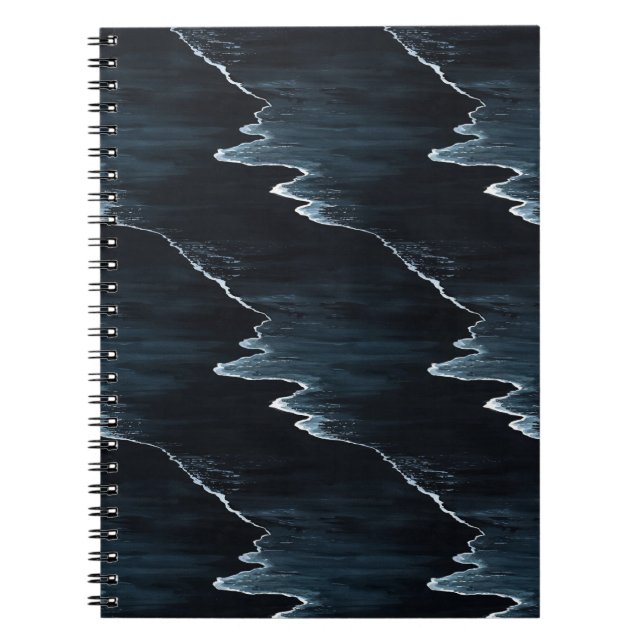 Cuaderno Olas del océano Playa Noche (Frente)