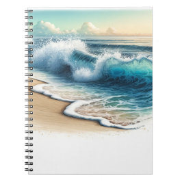 Cuaderno Olas del océano que chocan playa costera rústica
