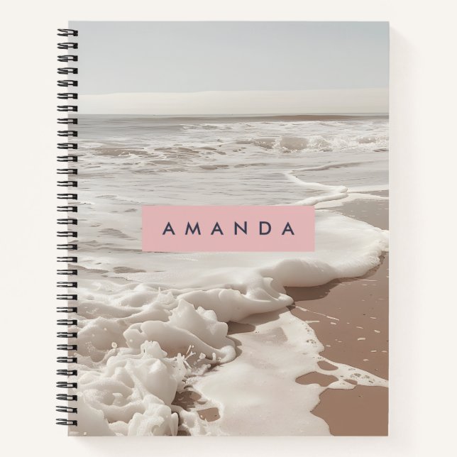 Cuaderno Olas del Océano Tranquilas Costeras Personalizadas (Anverso)