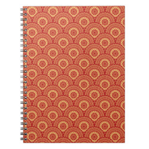 Cuaderno Olas doradas de mandala en el fondo rojo