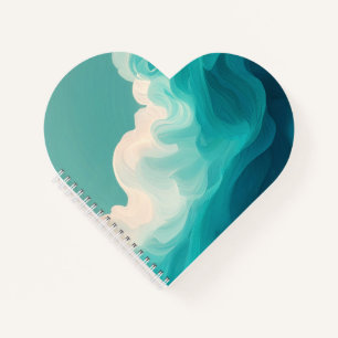 Cuaderno Olas Fluyentes Abstractas en Verde Azul y Blanco