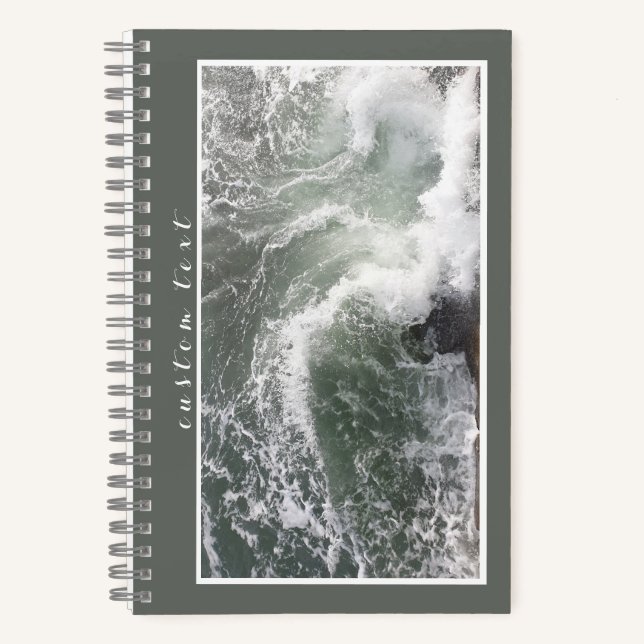 CUADERNO OLAS GRIEGAS DEL MAR DE OCÉANO VERDE ROMPIENDO FOT (Anverso)