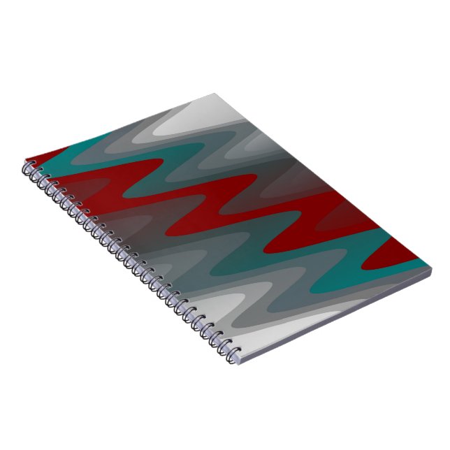 Cuaderno Olas grises de Borgoña verde azuladas (Lado Derecho)