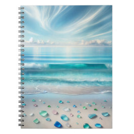 Cuaderno Olas oceánicas azules de bonito y vidrio marino