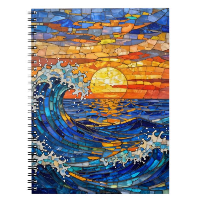 Cuaderno Olas oceánicas costeras en la puesta del sol   (Frente)
